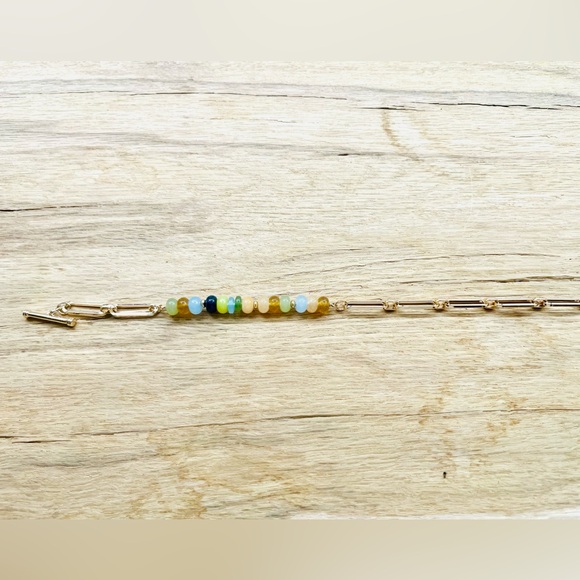 NWT LOFT Gold-Tone Coin Toggle Necklace with Multi Beads - Picture 4 of 5